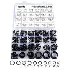400 Pcs Rubber O-Rings Assortment Kit, 24 Sizes O-Ring Sealing black 