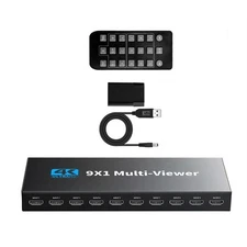 HDMI 9x1 Multiviewer 4K 9 In 1 Out 1080P Screen Multi-Viewer Switch Box W/ IR