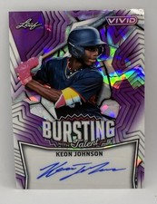2025 Leaf Vivid Baseball Keon Johnson Bursting with Talent Purple Auto 6/7