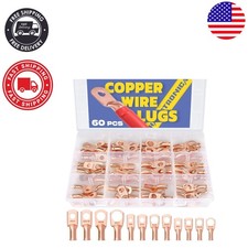 Durable 60PCS Bare Copper Crimp Connectors with Heat Shrink Tubing - Listed