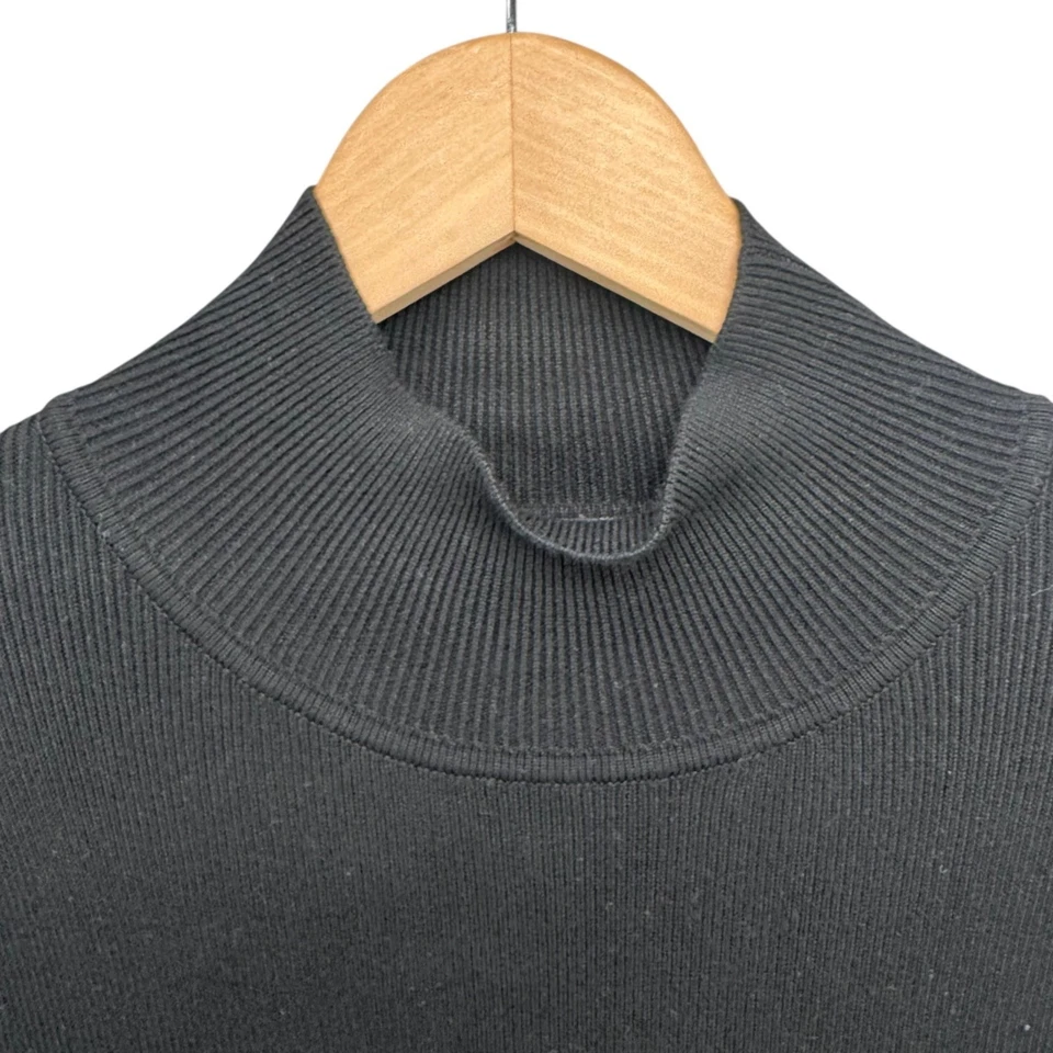 Suéter WHBM Manga Campana Cuello Simulado Mujer Negro Acanalado Tejido Pullover Talla M Foto 3 de 4