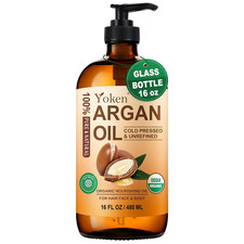 USDA Argan Oil 16Oz Glass Bottle, Premium Cold Pressed Moroccan Oil Organic Pu