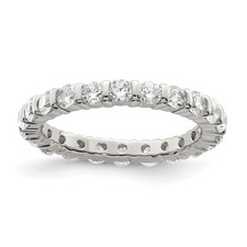 925 Sterling Silver Rhodium-plated Cubic Zirconia Band Ring Size 6