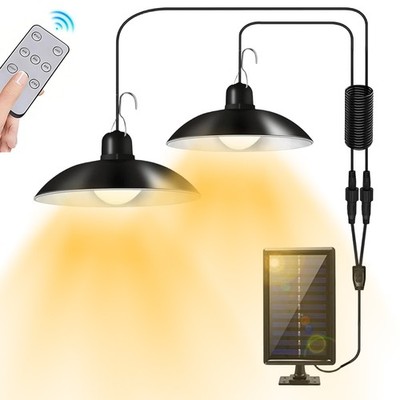 Solar Pendelleuchte 30W mit Fernbedienung, Schwarz, Hängelampe mit Solarmodul