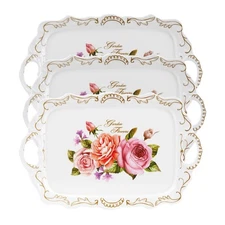 3 Pack Serving Trays with Handles, 16" L x 11" W Rectangular Trays for Eating...