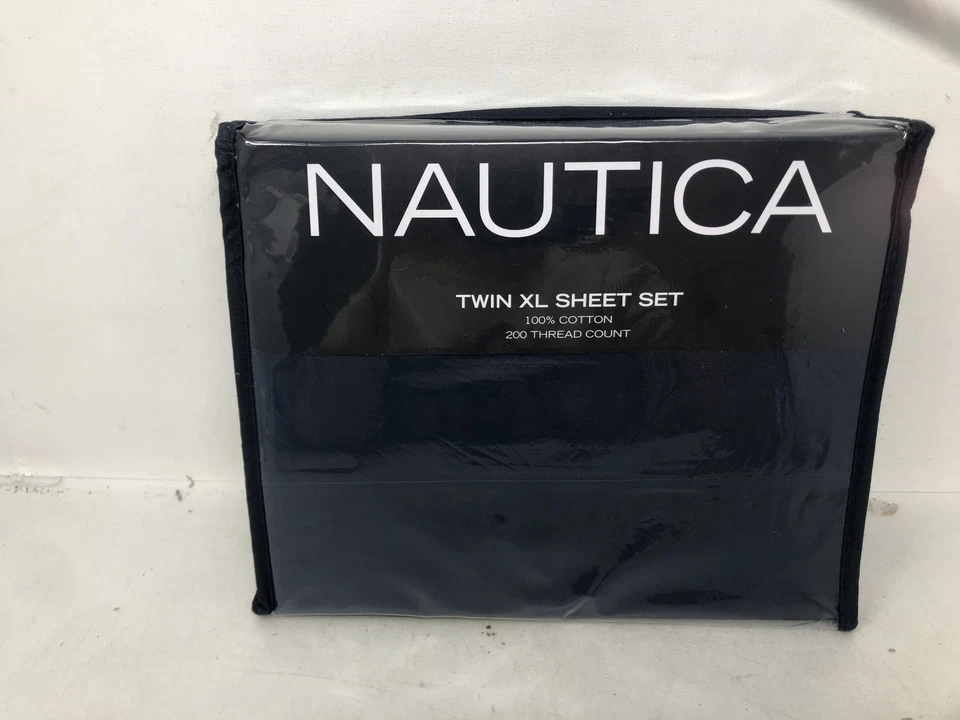 Nautica Twin Xl Sheet Set Cotton Percale Bedding,Captains Navy - Image 2 of 4