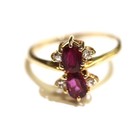 14k yellow gold natural red oval gemstone Ruby .10ct diamond ring 3.2g estate 8 — photo 2