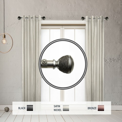 Woven 1" Side Curtain Rod 12-20 inch long (Set of 2) - Picture 3 of 6
