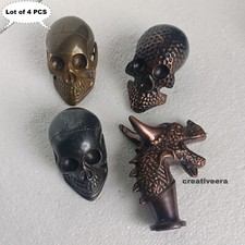 Set of 4 Brass Handle Antique Handmade For Wooden Walking Stick Cane Men's Gift
