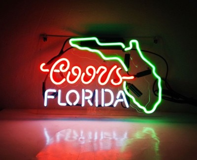 Croos Florida Neon Light Sign Man Cave Room Wall Hanging Handmade Artwork 14''x9''