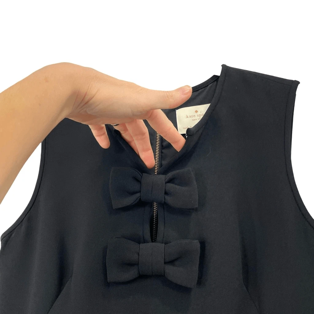 Abito nero senza maniche Kate Spade fiocco taglia 4
