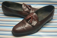 STAFFORD MADE IN USA LOAFERS SLIP-ON TASSEL BURGUNDY LEATHER MENS SHOES 9.5 D