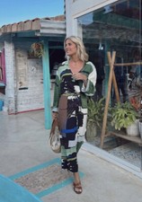 ZARA NWT SS22 WOMAN PRINTED TUNIC DRESS TIE BELT Green | 3381/580 Runs Big