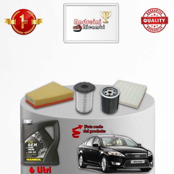 Wartungsset 4 Filter Und ÖL Ford Mondeo IV 1.8 Tdci 74KW 100PS Ab 2007-image