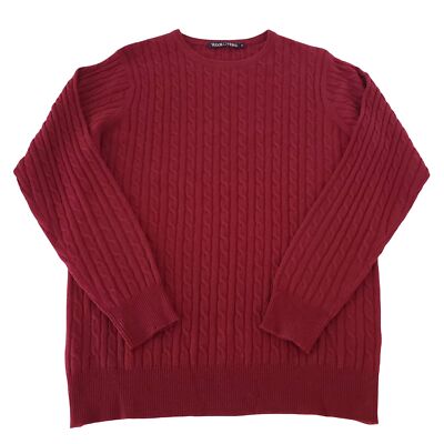 Woolovers Cable Knit Sweater Womens Size Small Red Merino Wool Cashmere Pullover