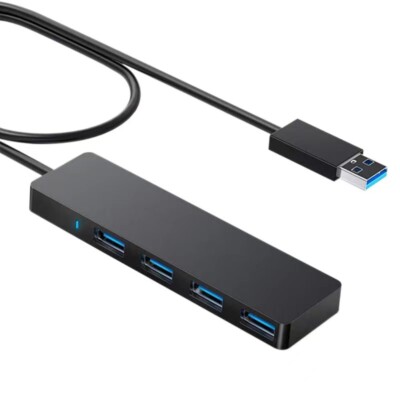 USB 3.0 4-Port Slim Data Hub & Charger – SuperSpeed, Plug & Play For PC/Mac/Laptop