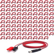 100sets 5.5x2.1mm 2.1 DC Male to 45mm Dual Alligator Clip DC Power Cable 18AWG