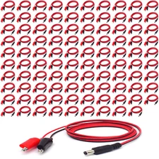 100sets 5.5x2.1mm 2.1 DC Male to 45mm Dual Alligator Clip DC Power Cable 18AWG