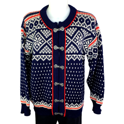 Dale of Norway Cardigan Sweater Size 42 M Wool Metal Clasp Front