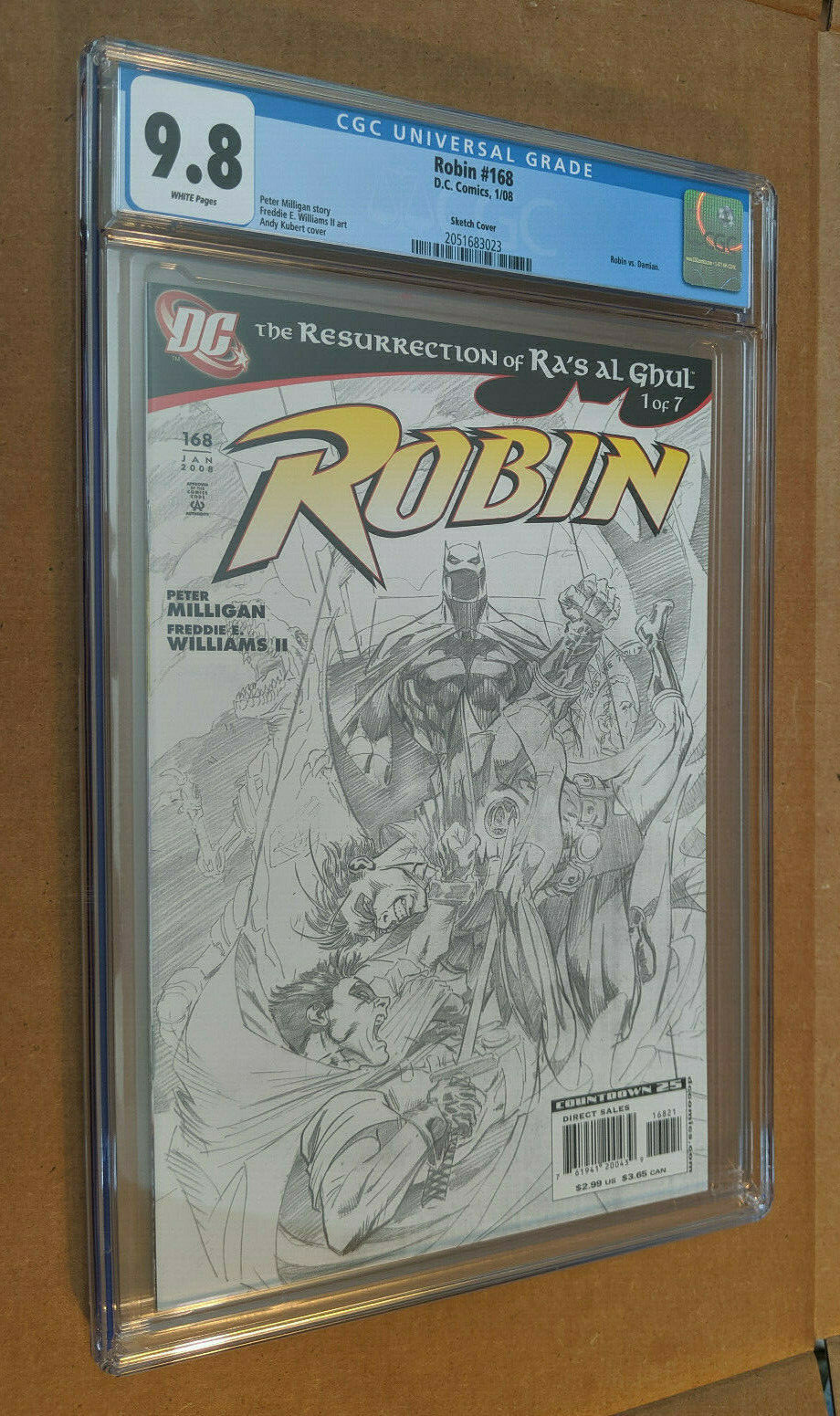 Robin #168 1st Print Andy Kubert Sketch Variant Robin vs Damian CGC 9.8 ...