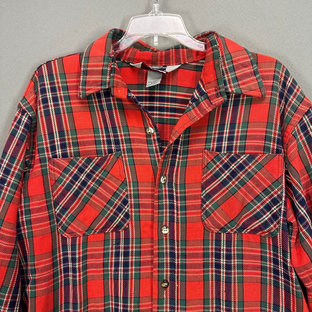 VTG 80s Distressed Big Mac Red Flannel Grunge Punk LT Large
