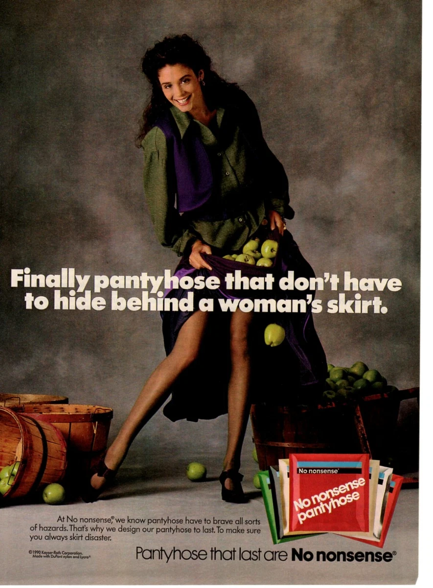 Vintage advertising print ad Fashion NO NONSENSE Pantyhose hide behind  skirt 90