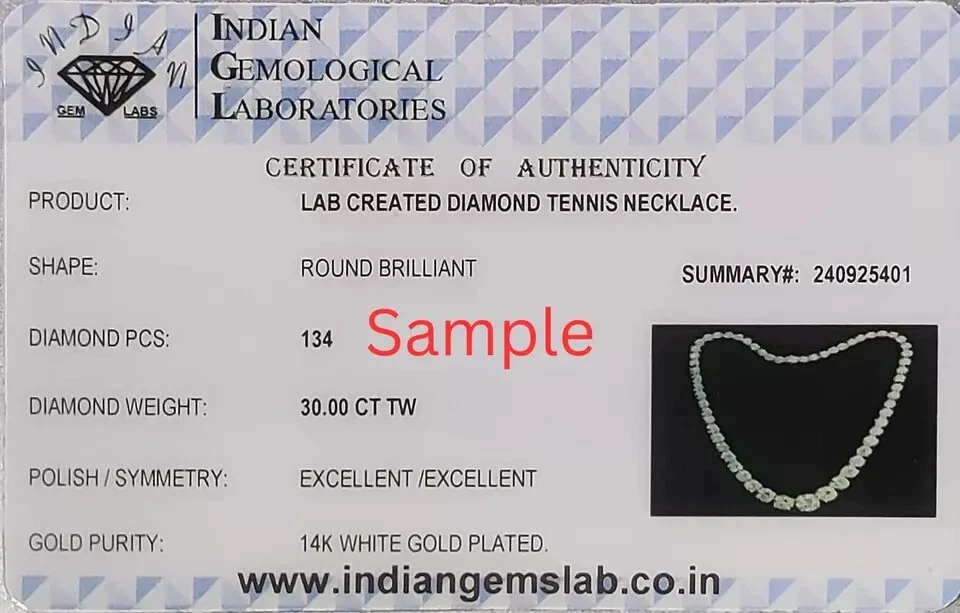 Collar Lariat para mujer de diamantes creados en laboratorio de corte redondo de 11 quilates enchapado en oro blanco de 14 quilates Foto 4 de 4
