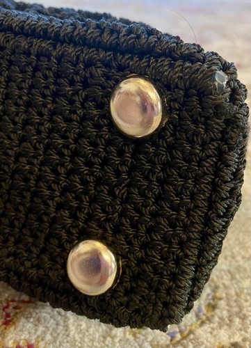 Aluminum Soda Can Pull Tab Purse Black Crocheted Shoulder Bag Recycled Clean - Picture 11 of 17