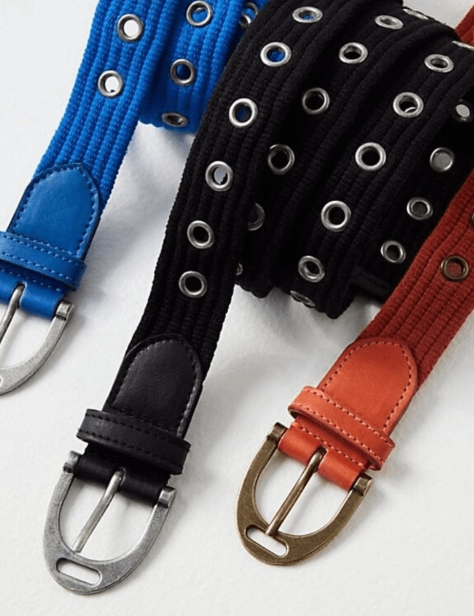 Free People leather Avril grommet canvas belt in brick red/coral color s/m NWT Free People NWT Avril Grommet Canvas Belt SIize M/L | eBay main image 4