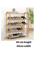 Image of 5 TIERS BAMBOO SHOE RACK FOOTWEAR WOODEN STORAGE SHELVES STAND