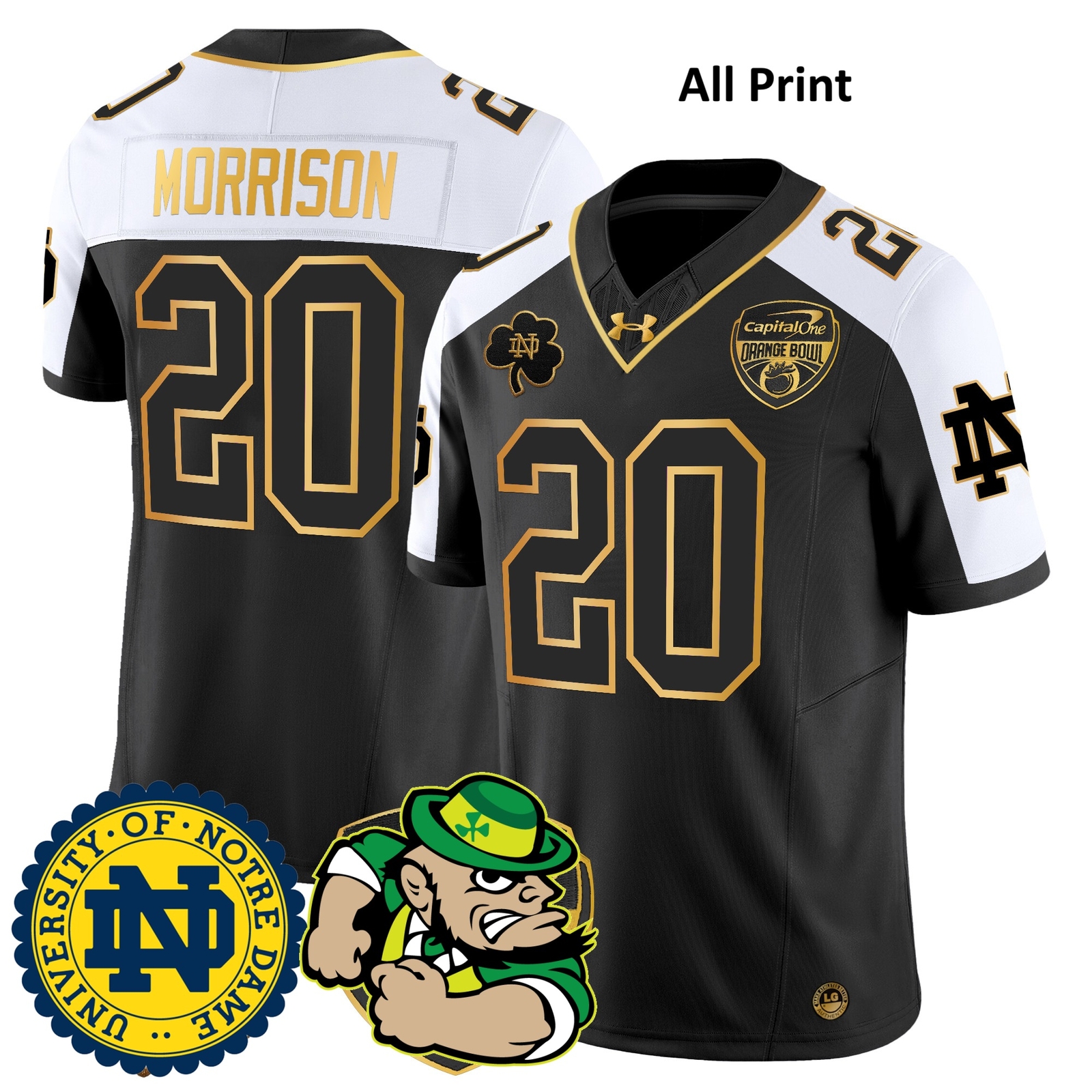 Notre Dame Fighting Irish 2024 #20 BenjaminMorrison Football Jersey-All Print