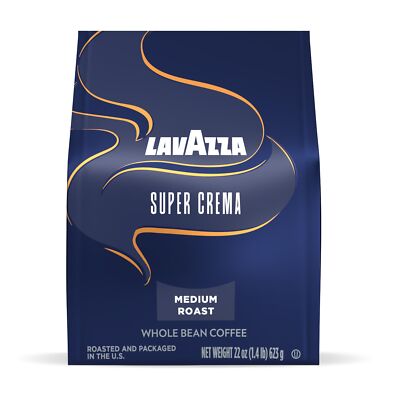 Super Crema Whole Bean Coffee Medium Espresso Roast Arabica and Robusta Blend...