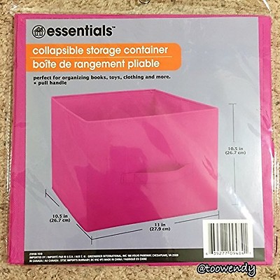 Storage Container Collapsable Pink 11 x 10.5 by Essentials Brand New in Package