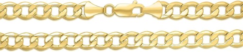 Floreo 10k Yellow Gold 9mm Hollow Cuban Curb Bracelet or Anklet - Picture 6 of 6