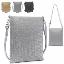 Diamante Evening Diamond Wedding Clutch Purse Prom Party Cross Body Handbag UK 