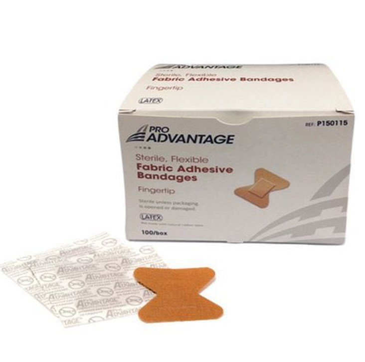 Sterile, Flexible, Fabric Adhesive Fingertip Bandages Box of 100