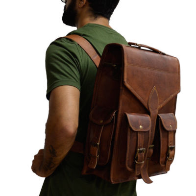 Herren Damen Leder Rucksack Laptop Vintage Ranzen Reise Schulrucksack Tasche