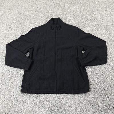 Orvis Jacket Womens PS Black Crinkle Zip Sweater Sweatshirt Outdoor Hike Casual