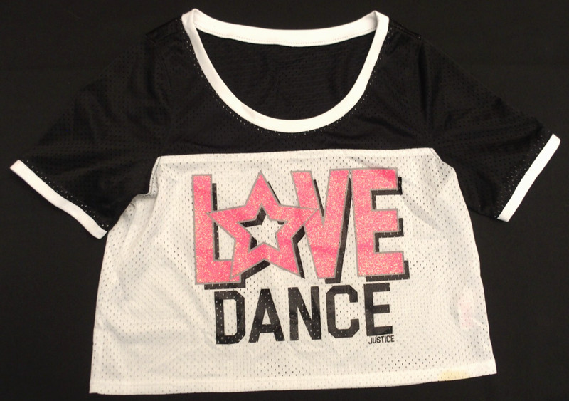 Justice Girls Size 12 Crop Shirt Top Love DANCE PLAY summer fall spring Y2k Vtg