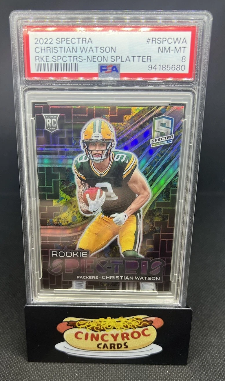 Christian Watson Panini Spectra Rookie Spectris #RSPCWA Neon Splatter