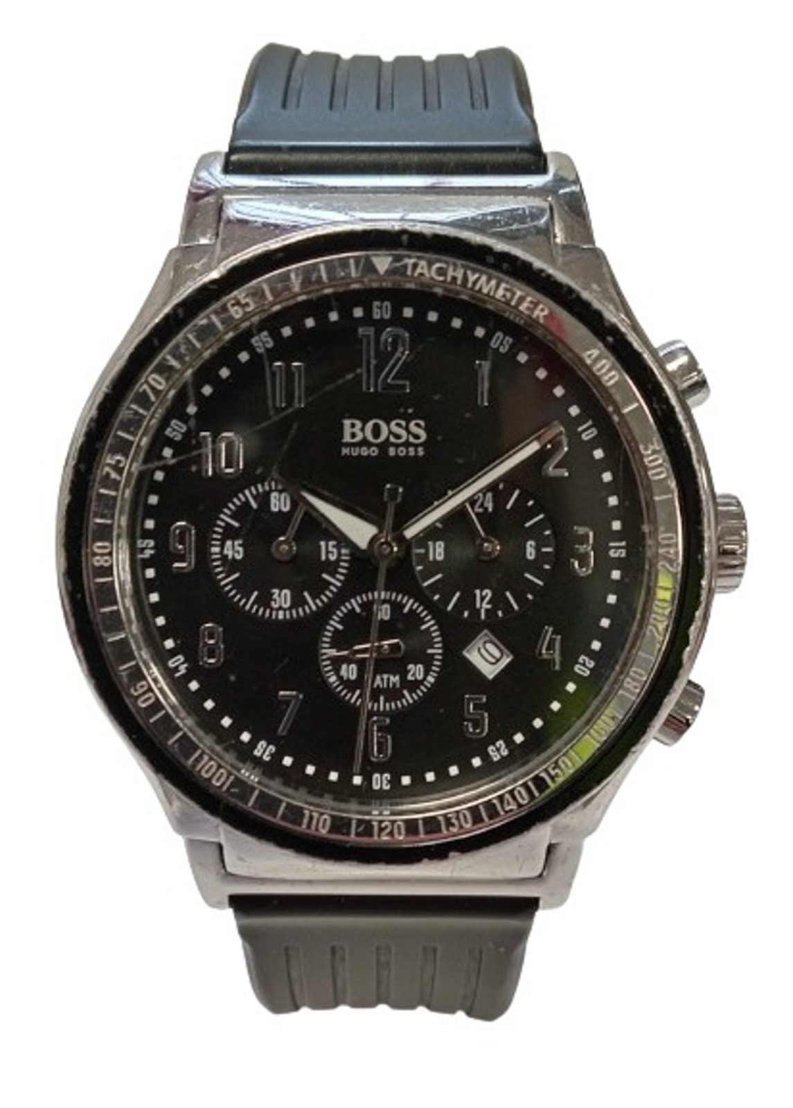 Hugo Boss Tachymeter Wrist Strap Trophy Designer Men's Silicone Watch Working - vintagewatches.pk