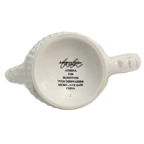 American Atelier Ironstone Sauciere Athene 5166 geprägt gerippte Punkte Sockel - Bild 6 von 9