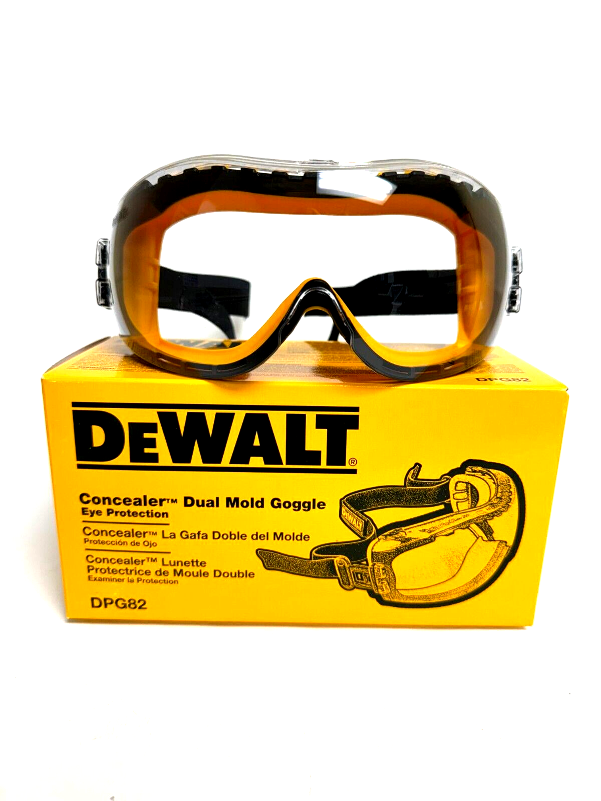 DEWALT Safety Goggles, Concealer Dual Mold with Clear AntiFog Lens