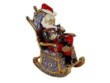 Jeweled Enameled Pewter Santa Claus Hinged Trinket Jewelry Box by Terra Cottage