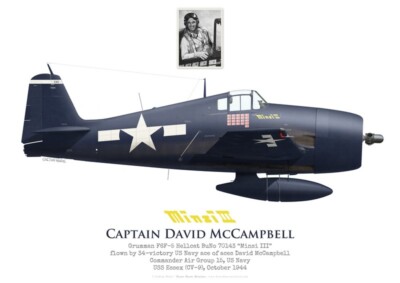 Print F6F-5 Hellcat, Capt David McCampbell, USS Essex, 1944 (by G. Marie)