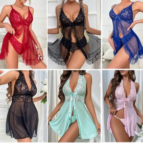 Women's Sexy-Lingerie Babydoll G-string Sleepwear Underwear Lace Dress Nightwear