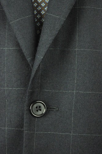 Oxxford Clothes 100% Wool Flannel Navy Blue Windowpane Suit 41/42 Long USA - Picture 6 of 12