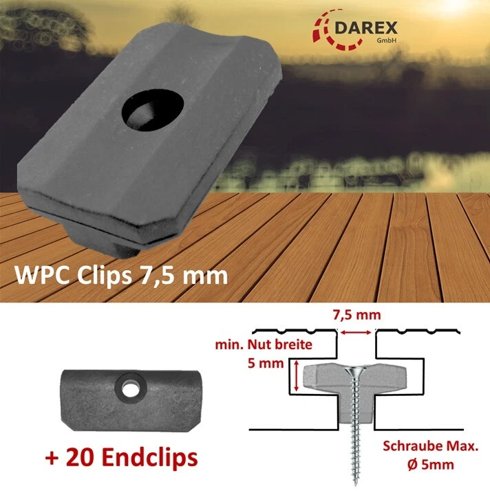 WPC Clips 5/7/7,5mm Fugenbreite Abstandhalter Terrassendielen +20Endclips GRATIS - Bild 3 von 4