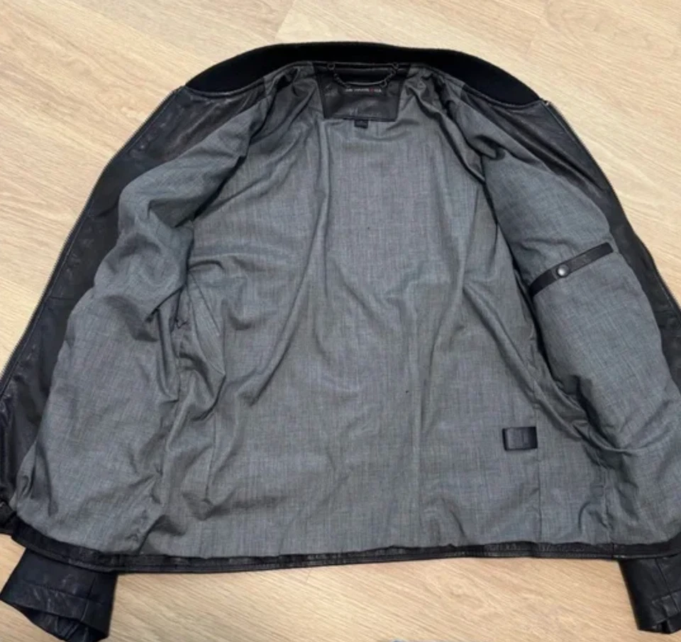 Chaqueta de cuero para hombre John Varvatos negra de piel de cordero L Foto 4 de 4