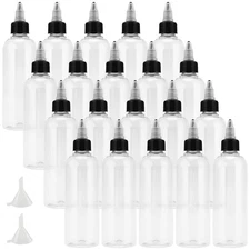 20 Pack 4oz Clear Dispensing Bottles Plastic Squeeze with Twist Top Caps